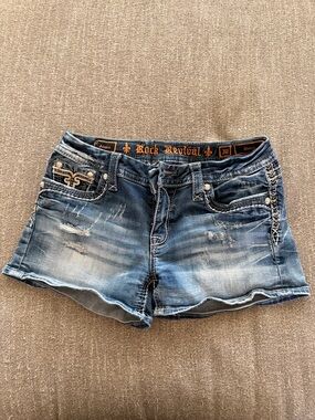 Rock Revival Anais Short Women's Faded Blue Ripped Denim Shorts